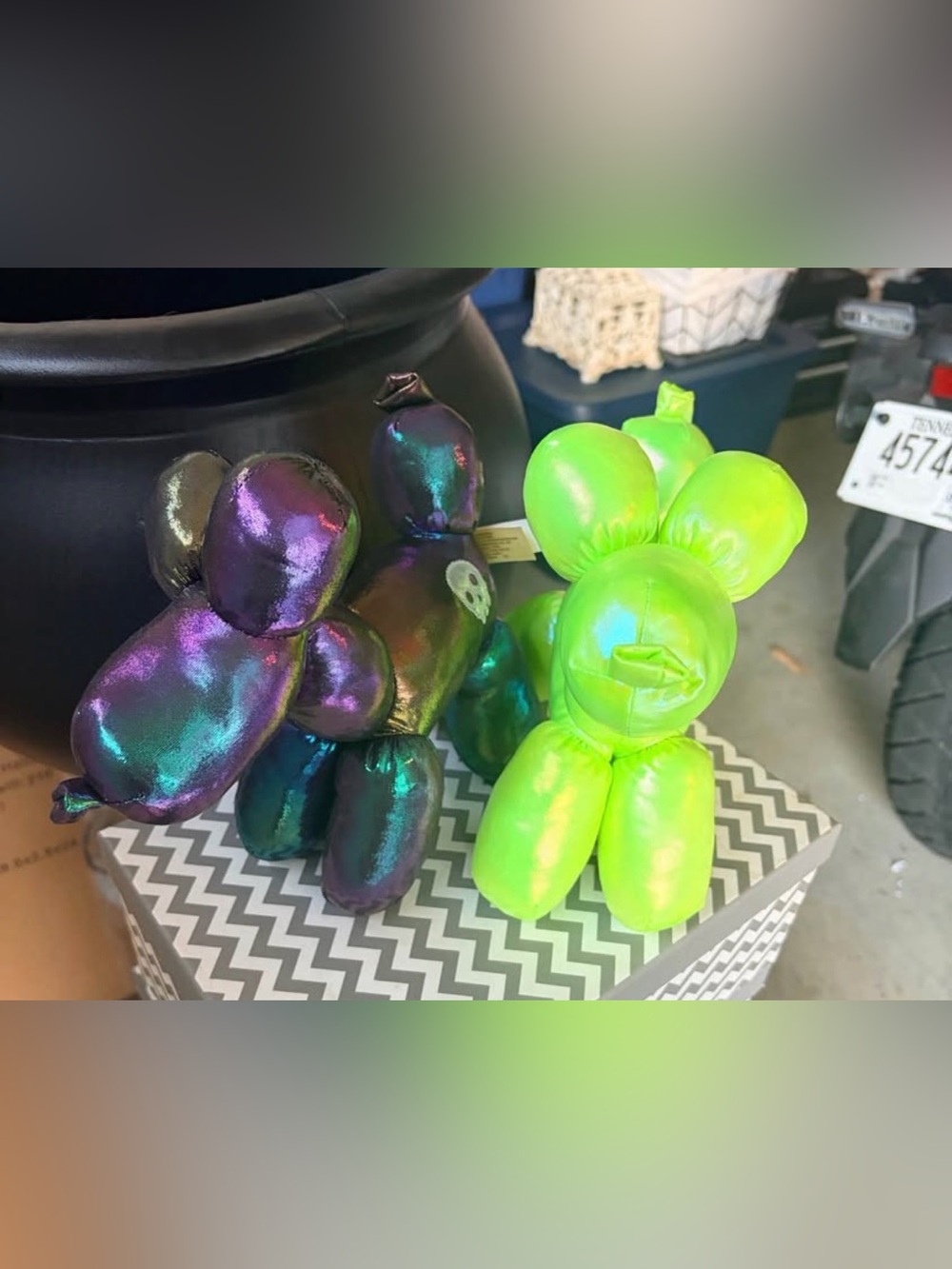 Iridescent Purple & Neon Green Balloon Dog Decor Plush - Unbranded